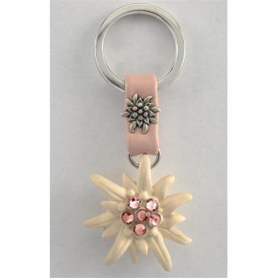 Edelweiss Schlüsselanhänger/Leder rosa